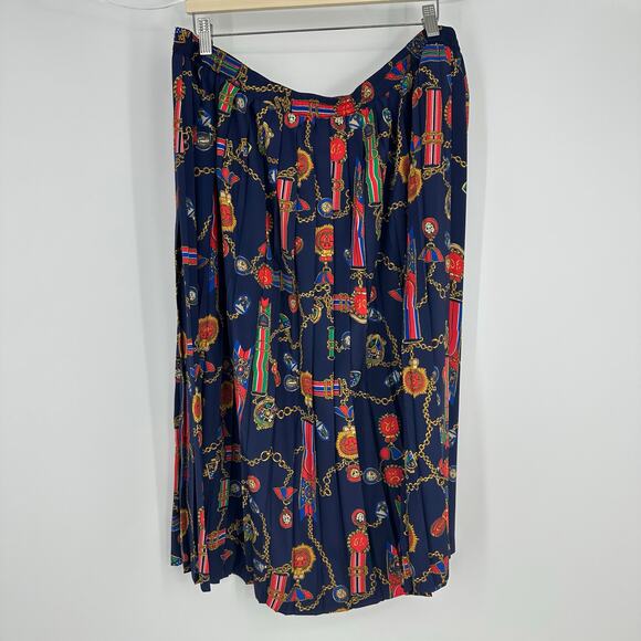 Vintage Alfred Dunner Womens 24W Pleated Skirt Elastic Waist Nautical Colorful - Picture 6 of 9